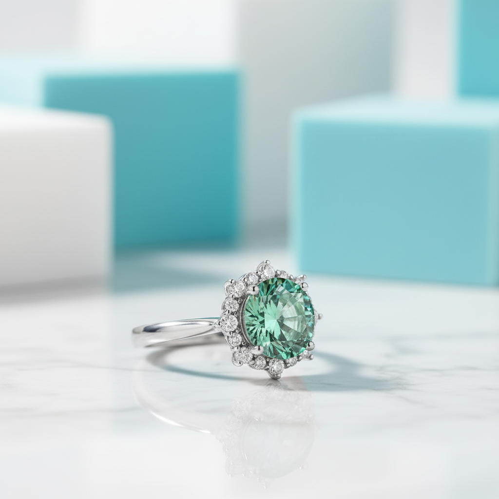 3.0 Ct Flower Shaped Peridot Birthstone Engagement Ring