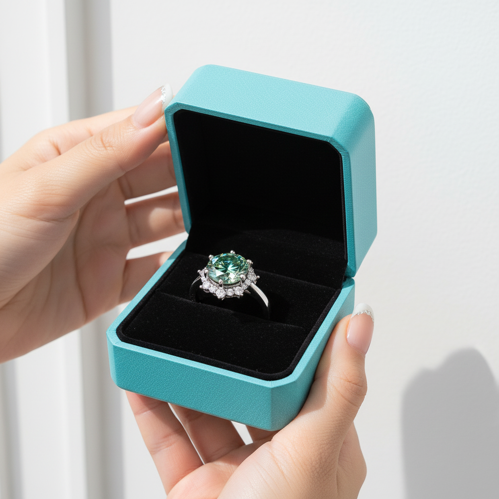 3.0 Ct Flower Shaped Peridot Engagement Ring-Evani Jewelry