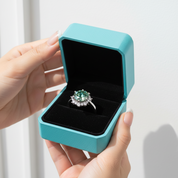 3.0 Ct Flower Shaped Peridot Engagement Ring-Evani Jewelry