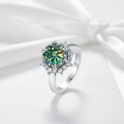 3.0 Ct Flower Shaped Peridot Engagement Ring-Evani Jewelry