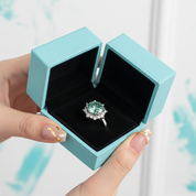 3.0 Ct Flower Shaped Peridot Birthstone Engagement Ring