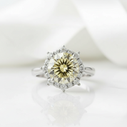 3.0 Ct Flower Shaped Topaz and Citrine Engagement Ring