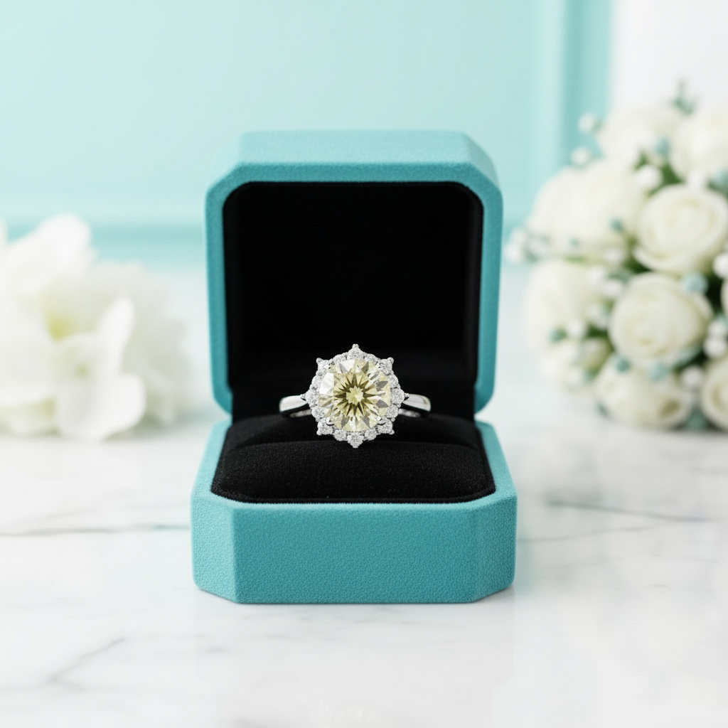 3.0 Ct Flower Shaped Topaz and Citrine Engagement Ring - Evani Naomi Jewelry