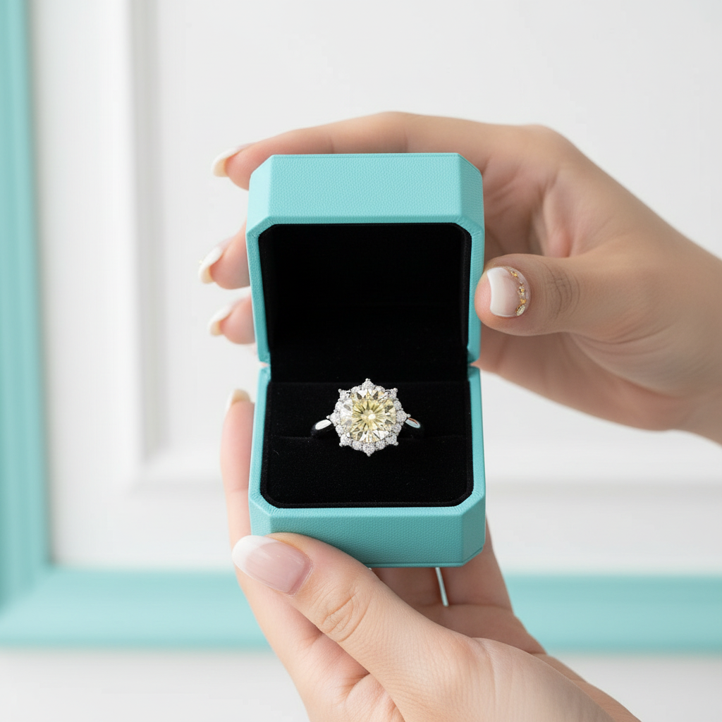 3.0 Ct Flower Shaped Topaz and Citrine Engagement Ring