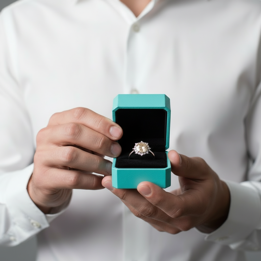 3.0 Ct Flower Shaped Topaz and Citrine Engagement Ring