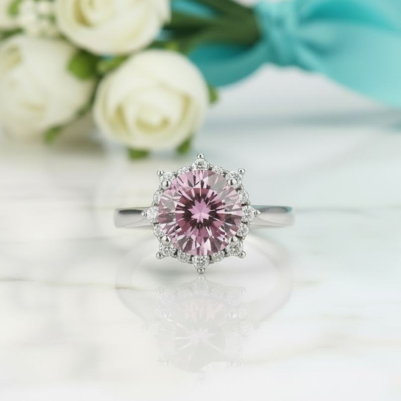 3.0 Ct Flower Shaped Tourmaline Birthstone Engagement Ring - Evani Naomi Jewelry