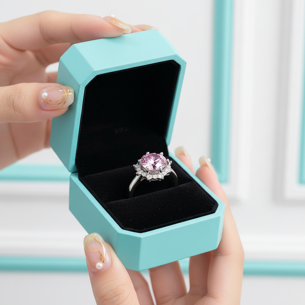 3.0 Ct Flower Shaped Tourmaline Birthstone Engagement Ring