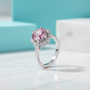 3.0 Ct Flower Shaped Tourmaline Birthstone Engagement Ring