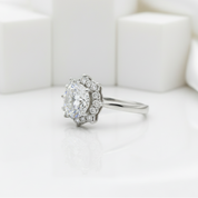 3.0 Ct Flower Shaped Diamond Birthstone Engagement Ring-Evani Jewelry