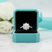 3.0 Ct Flower Shaped Diamond Birthstone Engagement Ring-Evani Jewelry