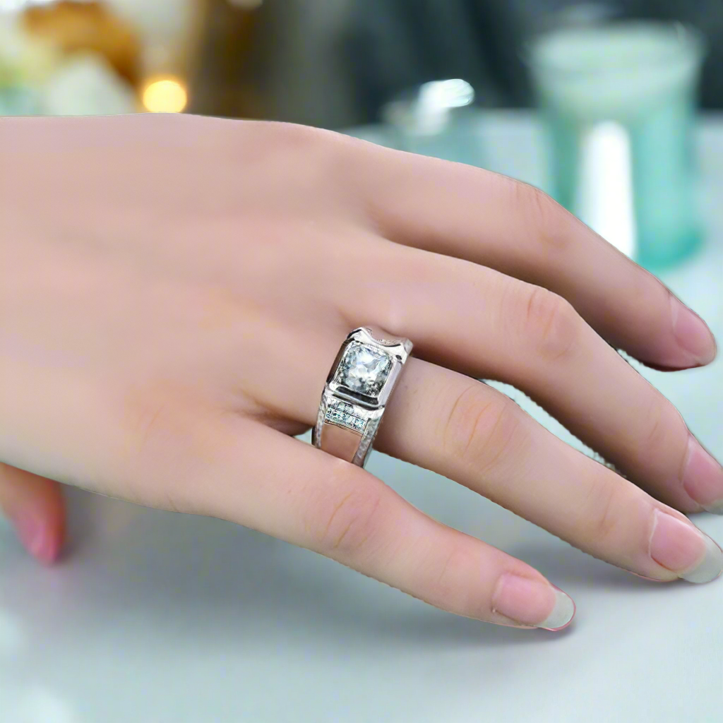 3.0 Ct Green Diamond Men's Modern Ring-Evani Naomi Jewelry
