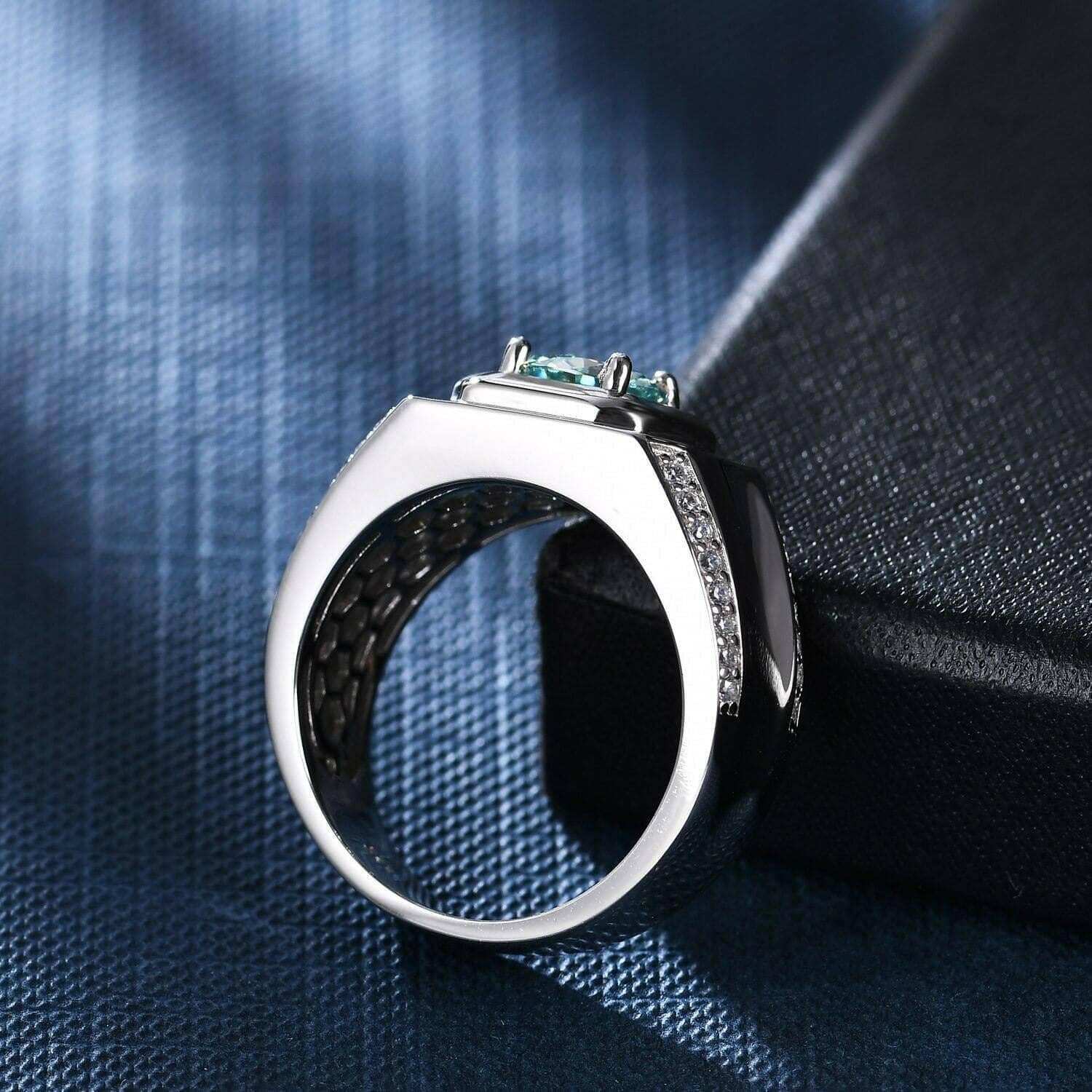 3.0 Ct Green Diamond Men's Modern Ring-Evani Naomi Jewelry