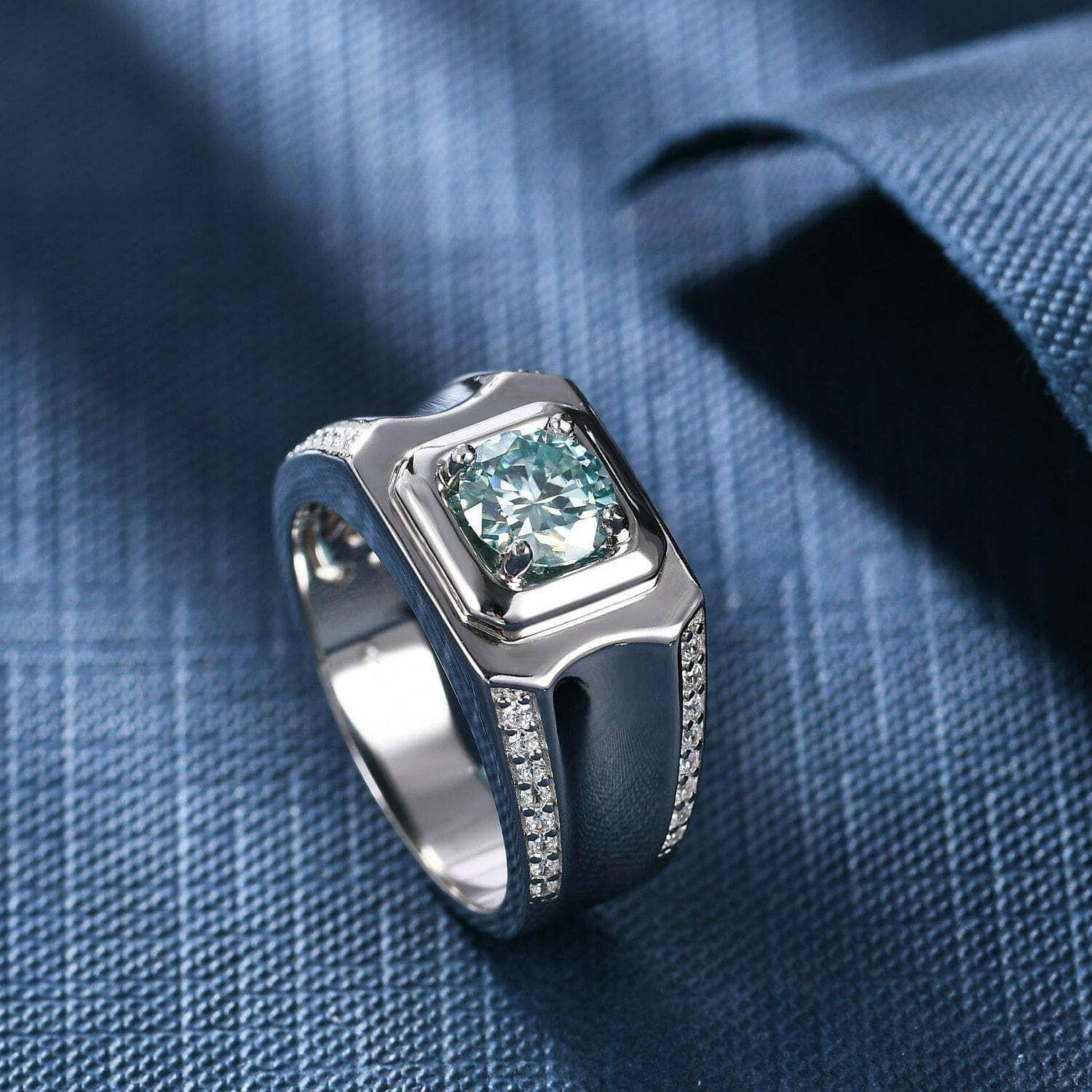 3.0 Ct Green Diamond Men's Modern Ring-Evani Naomi Jewelry