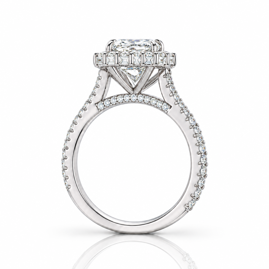 3.0 Ct Halo Radiant Cut Insert Ring Set-Evani Jewelry
