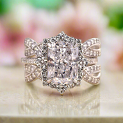 3.0 Ct Halo Radiant Cut Insert Ring Set-Evani Naomi Jewelry