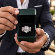 3.0 Ct Halo Radiant Cut Insert Ring Set