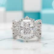 3.0 Ct Halo Radiant Cut Insert Ring Set-Evani Jewelry