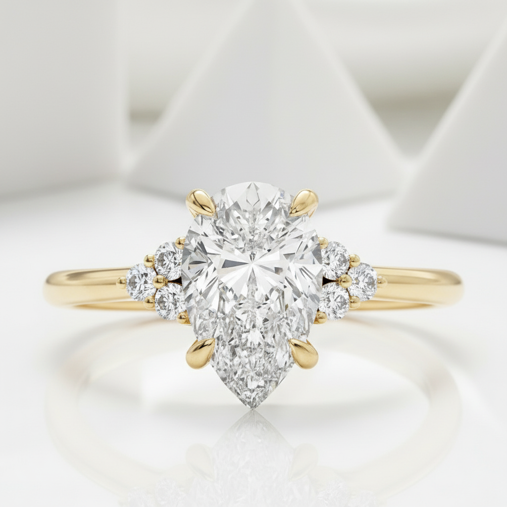 3.0 Ct Pear Cut Diamond Engagement Ring-Evani Jewelry
