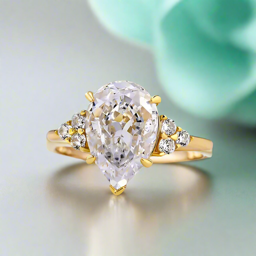 3.0 Ct Pear Cut Diamond Engagement Ring-Evani Naomi Jewelry