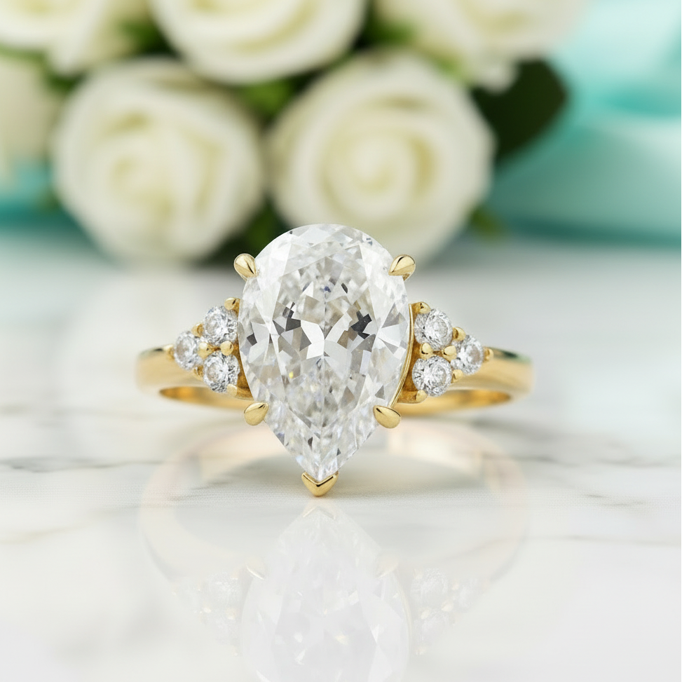 3.0 Ct Pear Cut Diamond Engagement Ring-Evani Jewelry