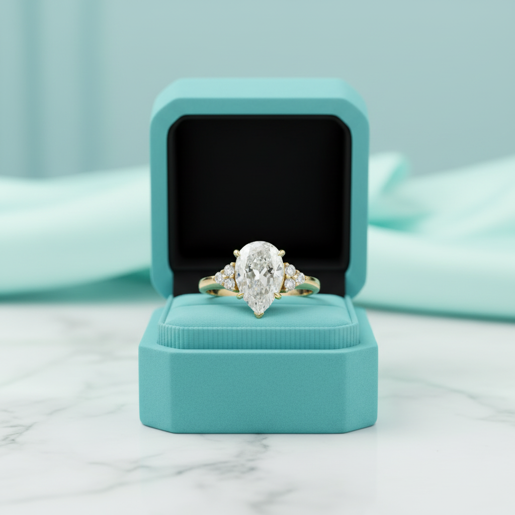 3.0 Ct Pear Cut Diamond Engagement Ring-Evani Jewelry