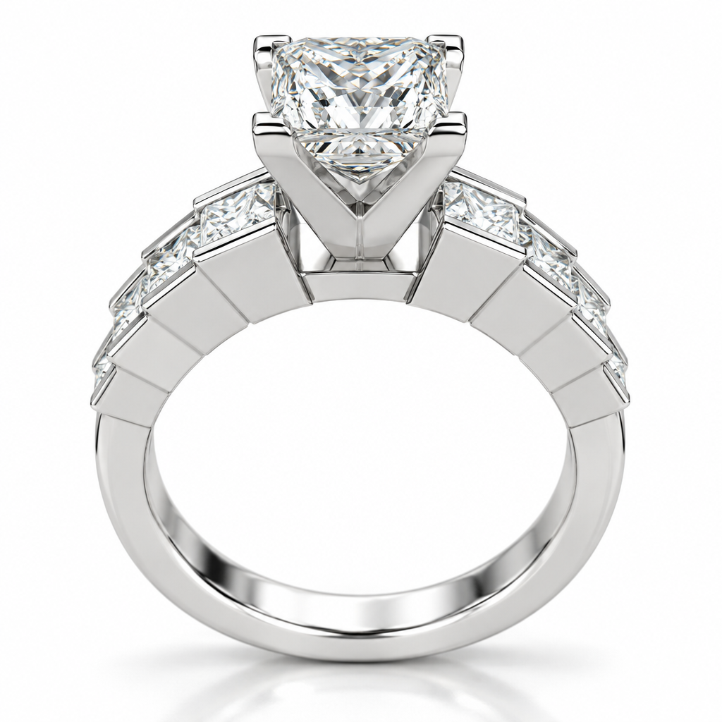 3.0 Ct Princess Cut Diamond Channel Setting Engagement Ring-Evani Jewelry
