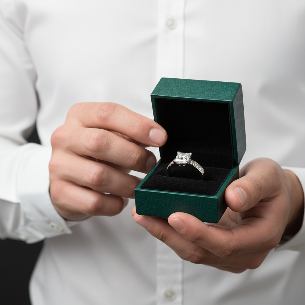 3.0 Ct Princess Cut Diamond Option Channel Setting Engagement Ring - Evani Naomi Jewelry