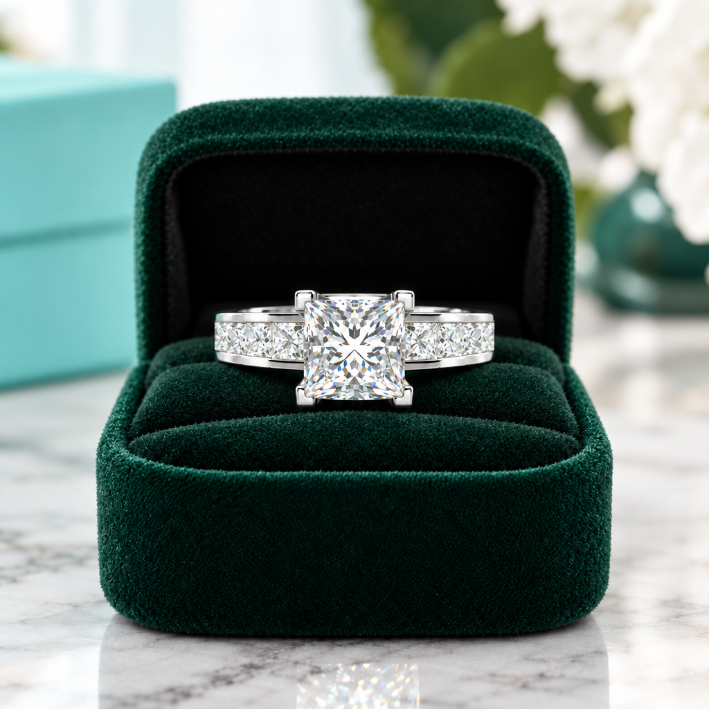 3.0 Ct Princess Cut Diamond Option Channel Setting Engagement Ring