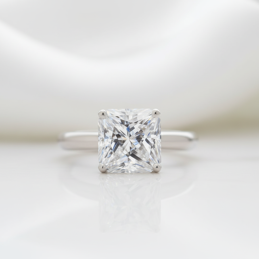 3.0 Ct Princess Cut Diamond Option Classic Solitaire Engagement Ring - Evani Naomi Jewelry