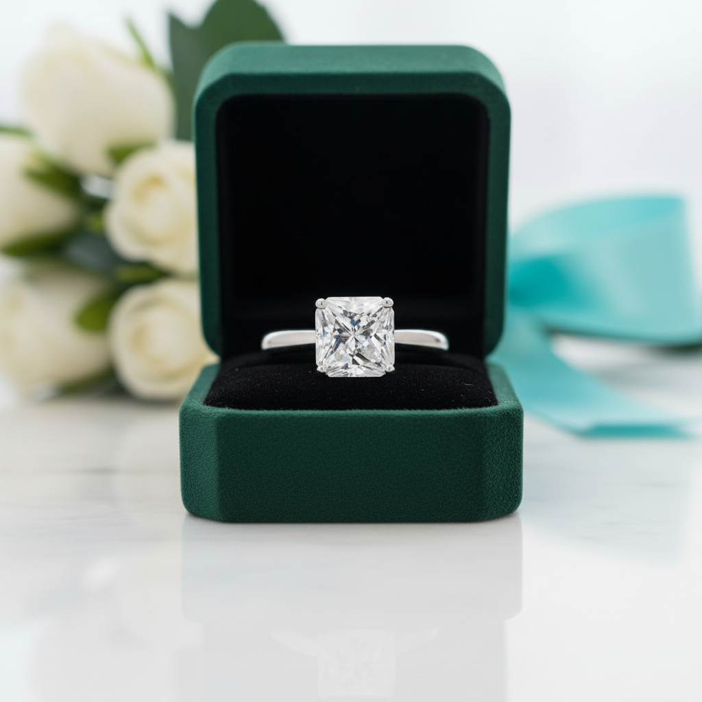 3.0 Ct Princess Cut Diamond Option Classic Solitaire Engagement Ring - Evani Naomi Jewelry