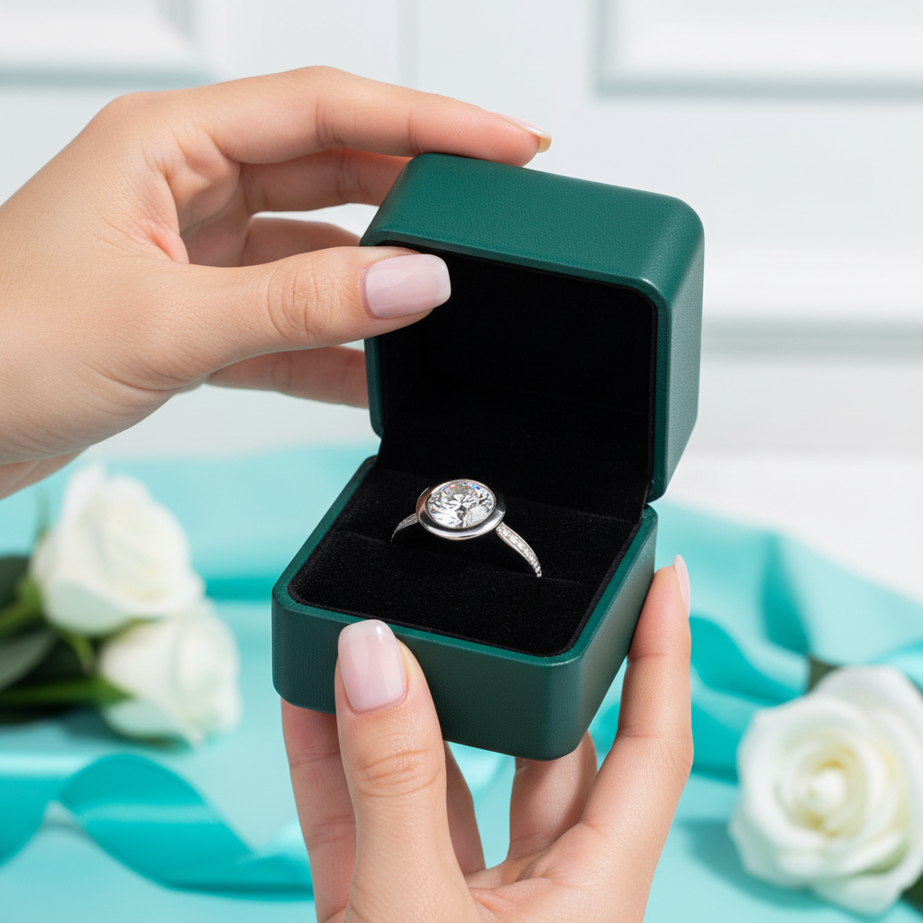 3.0 Ct Round Cut Diamond Option Bezel Engagement Ring