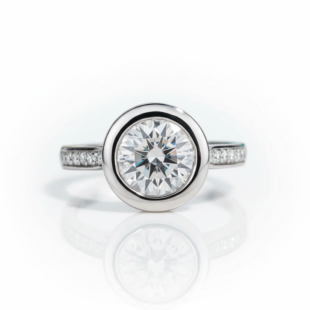 3.0 Ct Round Cut Diamond Option Bezel Engagement Ring