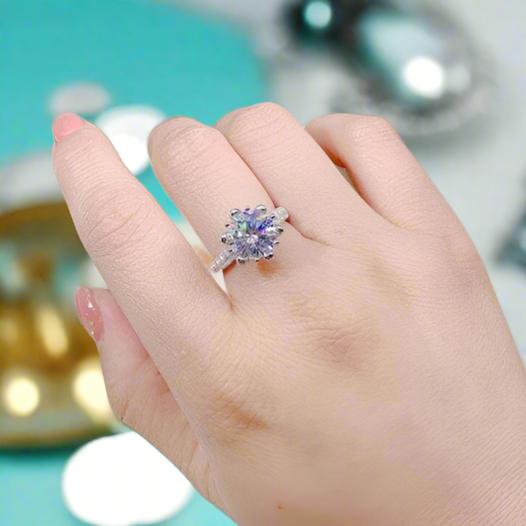 3.0 Ct Round Cut Diamond Blossom Bud Engagement Ring-Evani Jewelry