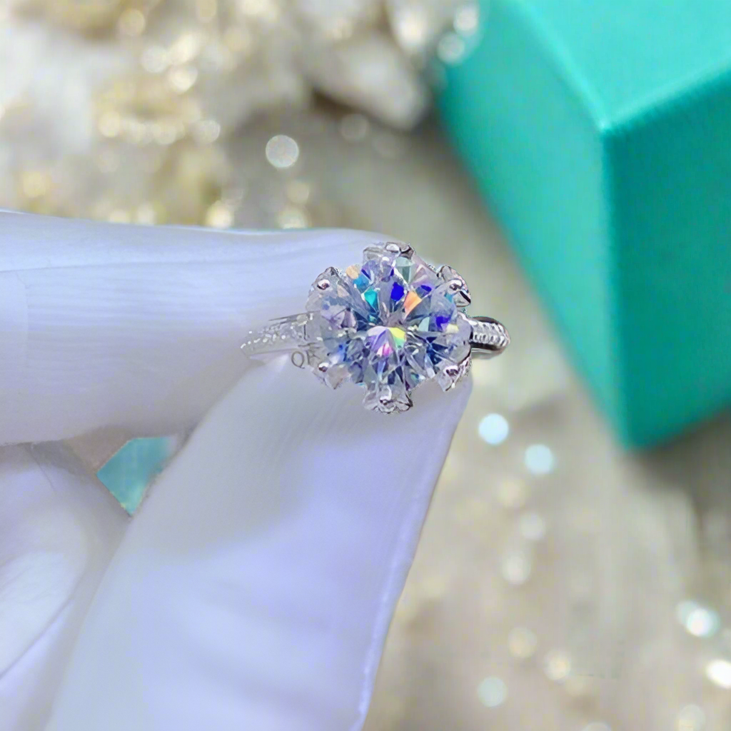 3.0 Ct Round Cut Diamond Blossom Bud Engagement Ring-Evani Jewelry