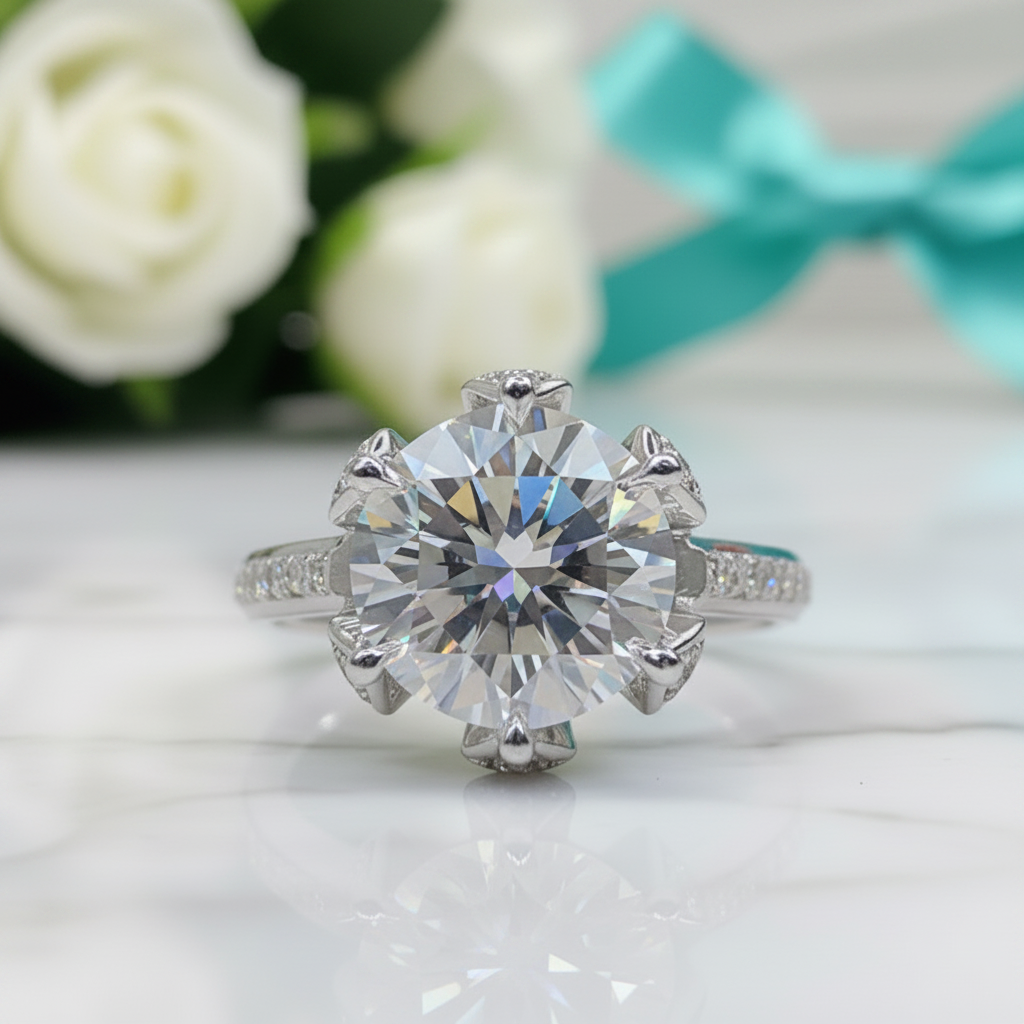 3.0 Ct Round Cut Diamond Option Blossom Bud Engagement Ring