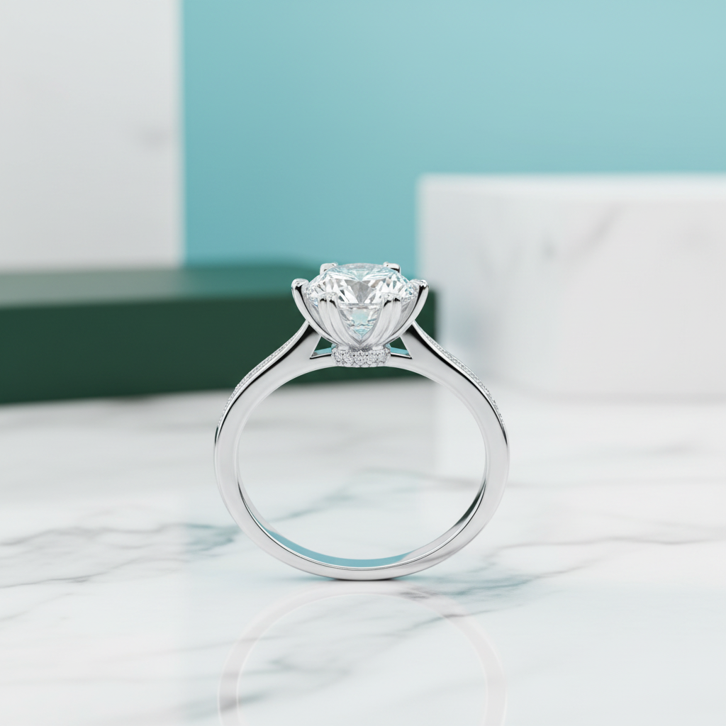 3.0 Ct Round Cut Diamond Channel Engagement Ring-Evani Jewelry