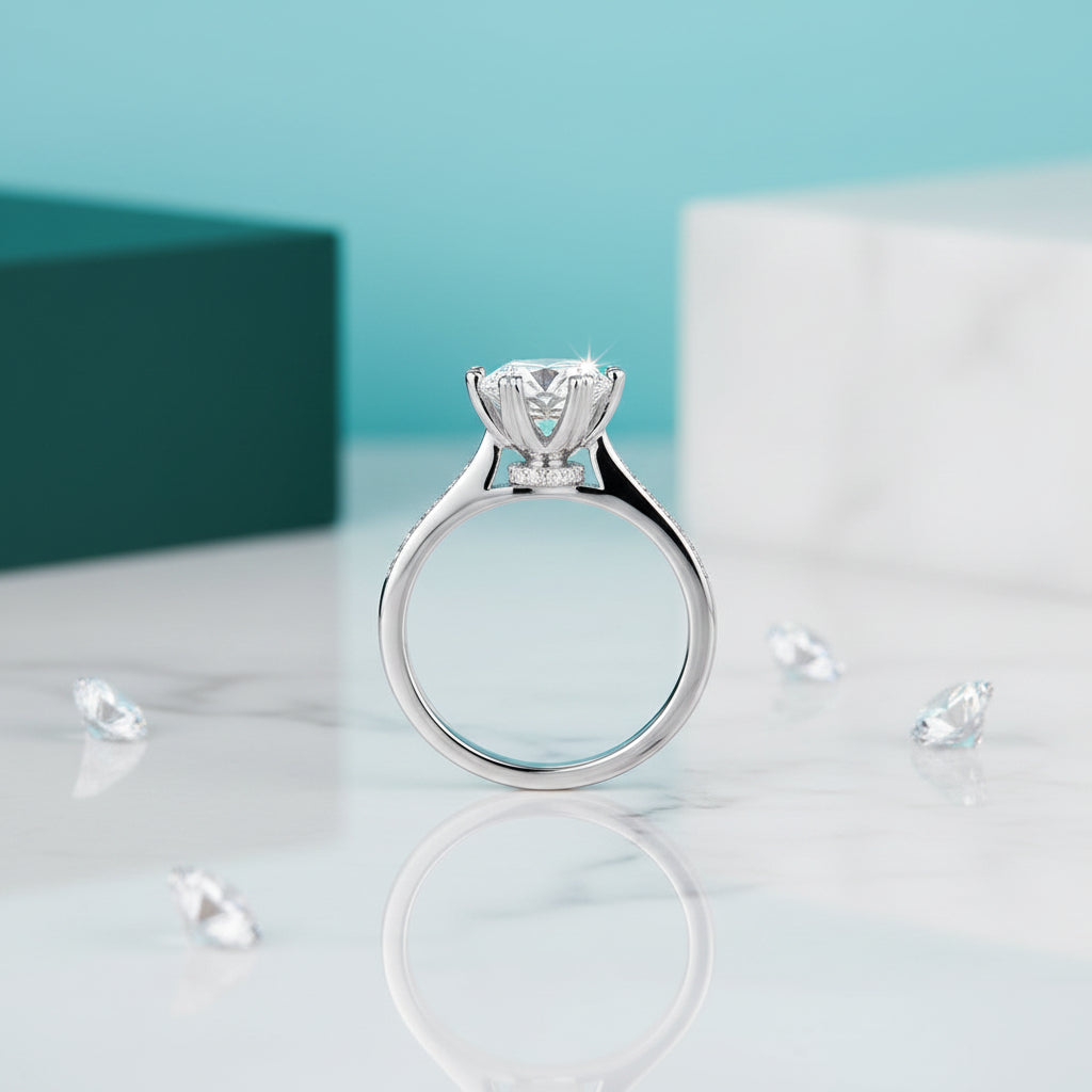 3.0 Ct Round Cut Diamond Channel Engagement Ring-Evani Jewelry