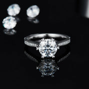 3.0 Ct Round Cut Diamond Channel Engagement Ring-Evani Naomi Jewelry