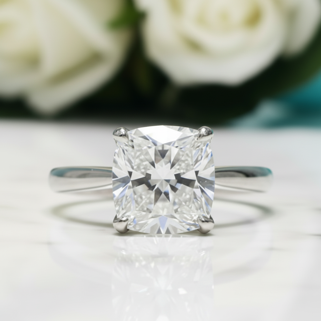 3.0 Ct Round Cut Diamond Cow Head Engagement Ring-Evani Jewelry