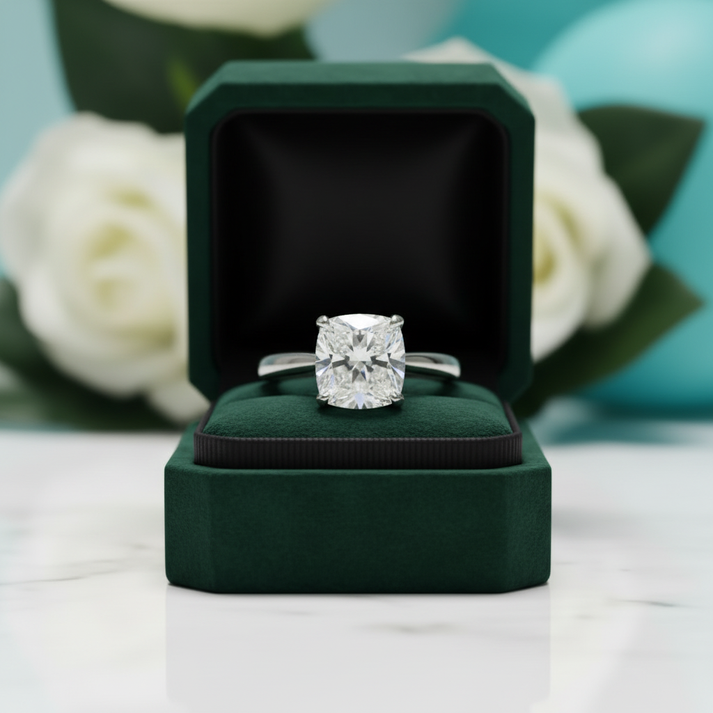 3.0 Ct Round Cut Diamond Option Cow Head Engagement Ring - Evani Naomi Jewelry