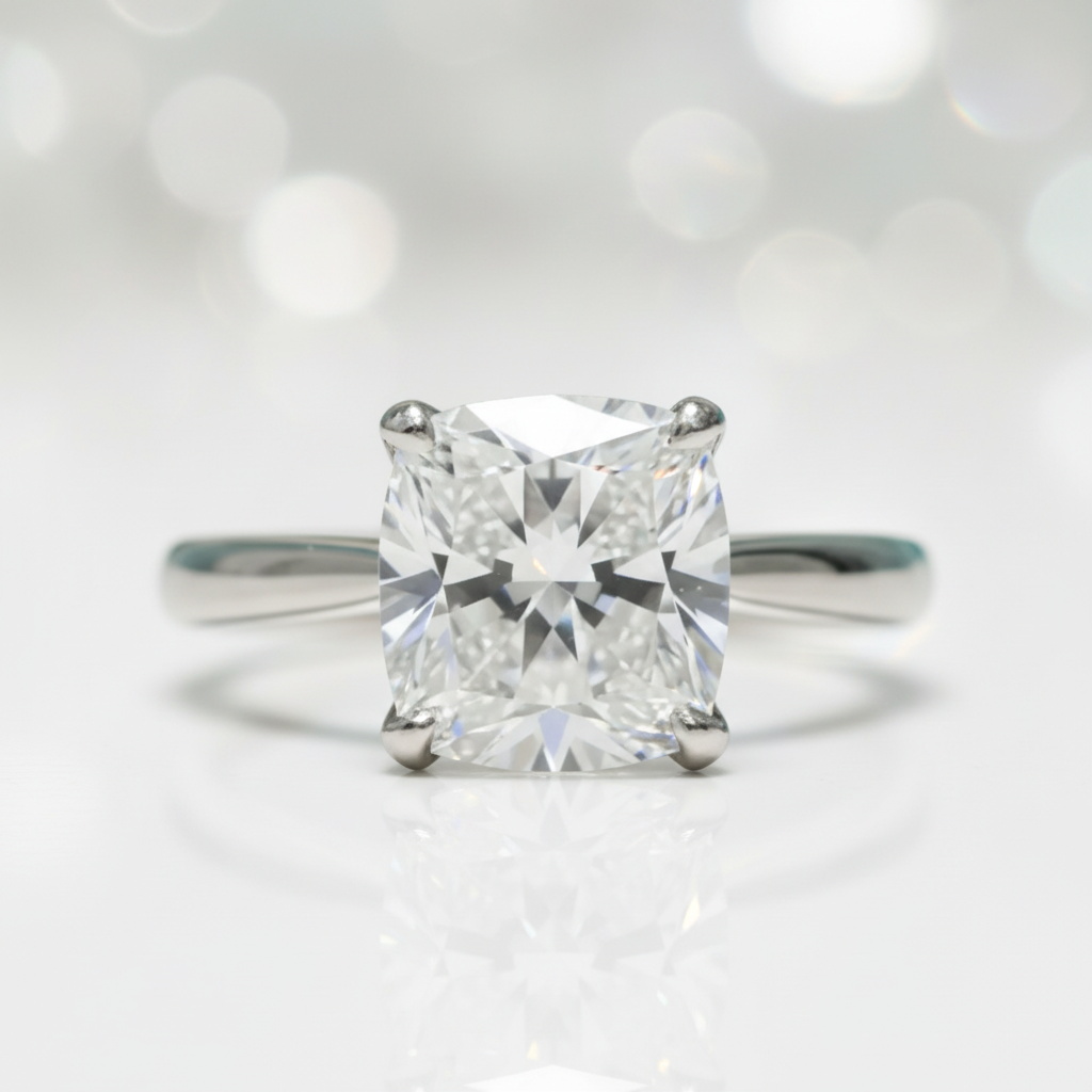 3.0 Ct Round Cut Diamond Option Cow Head Engagement Ring - Evani Naomi Jewelry