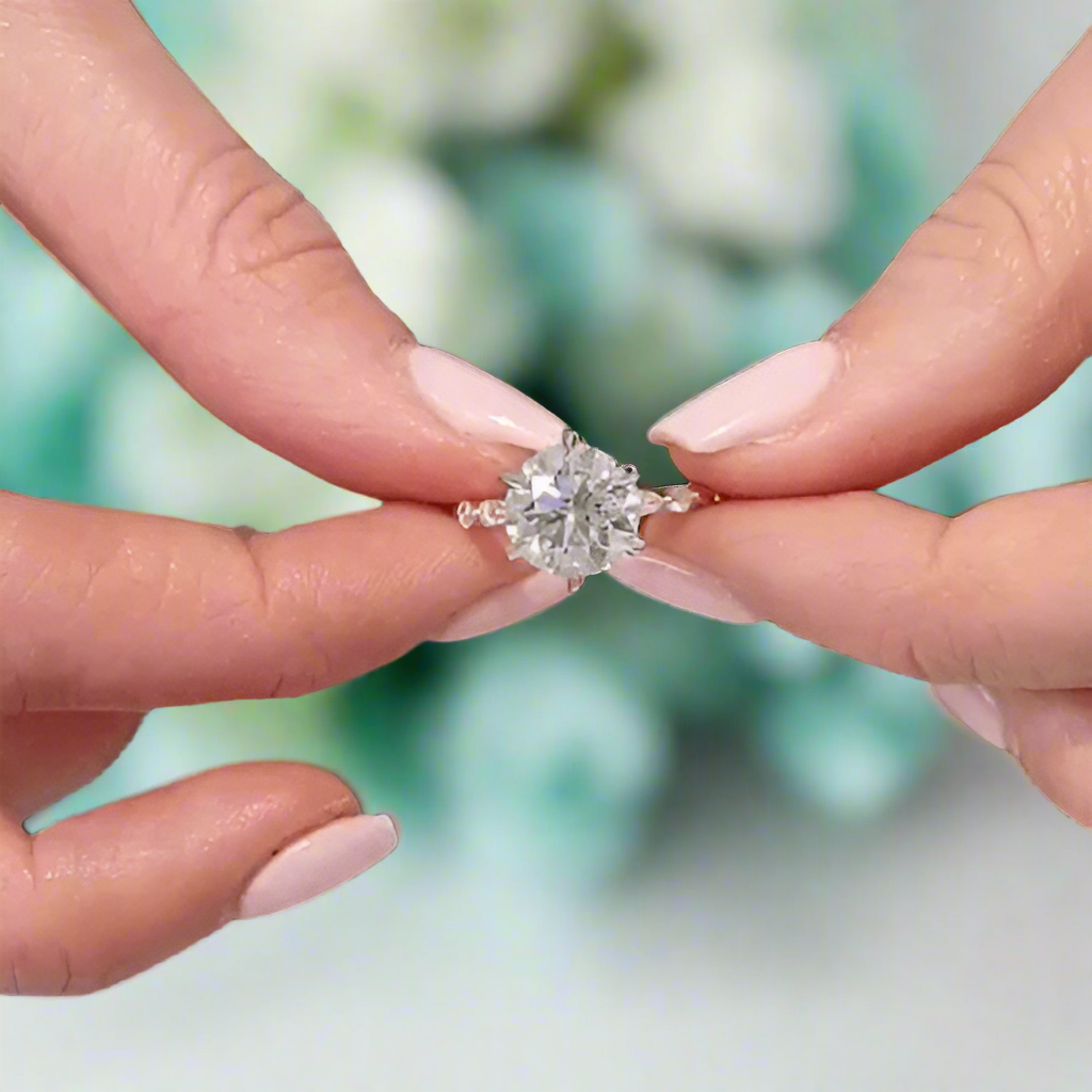 3.0 Ct Round Cut Diamond Engagement Ring-Evani Naomi Jewelry