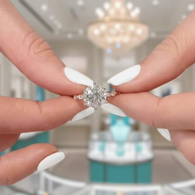 3.0 Ct Round Cut Diamond Engagement Ring-Evani Jewelry