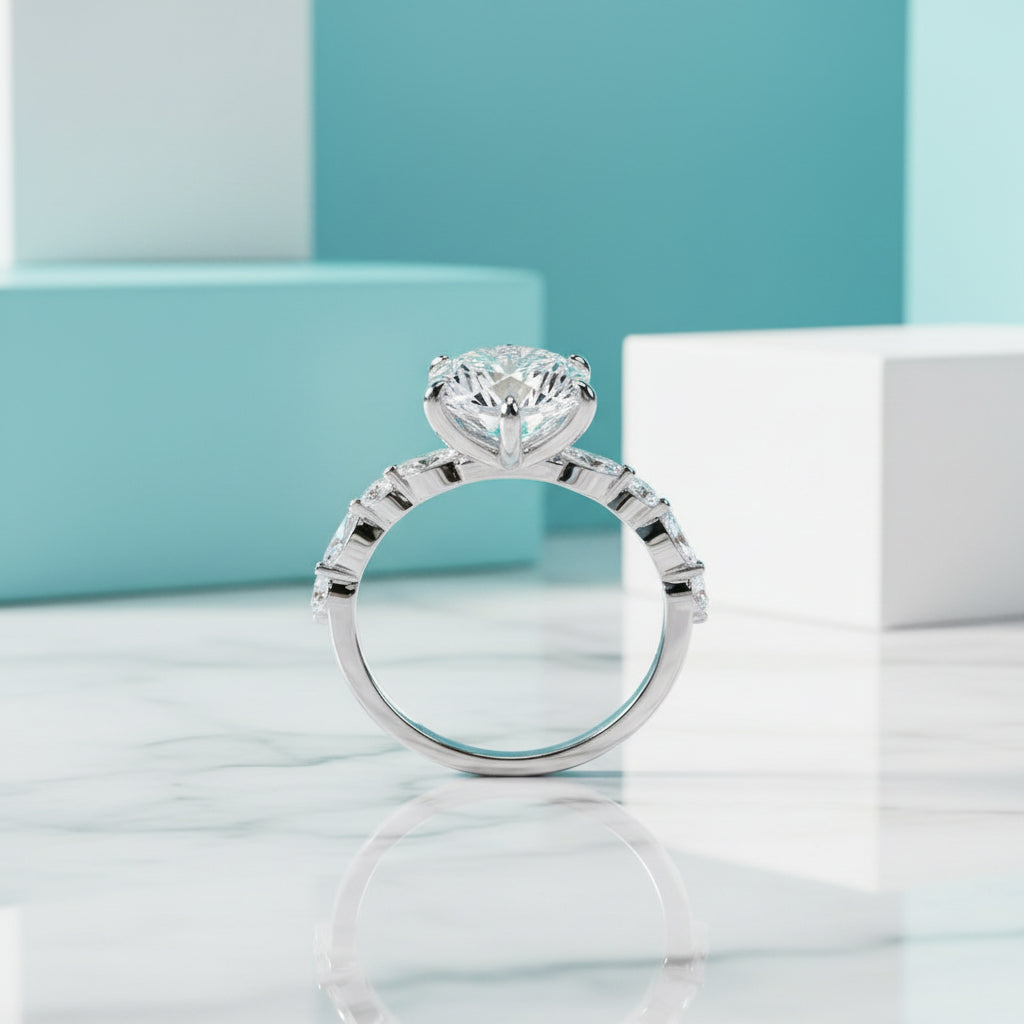 3.0 Ct Round Cut Diamond Engagement Ring-Evani Jewelry