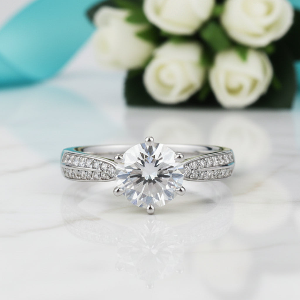 3.0 Ct Round Cut Diamond Engagement Ring-Evani Jewelry
