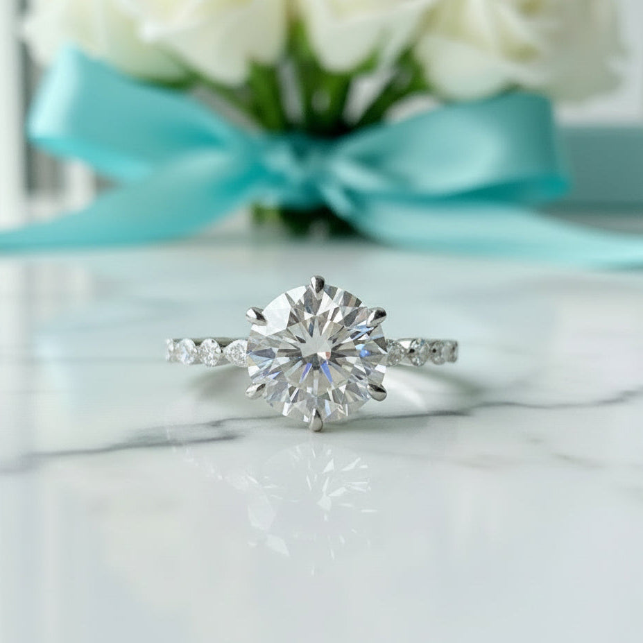 3.0 Ct Round Cut Diamond Engagement Ring-Evani Jewelry