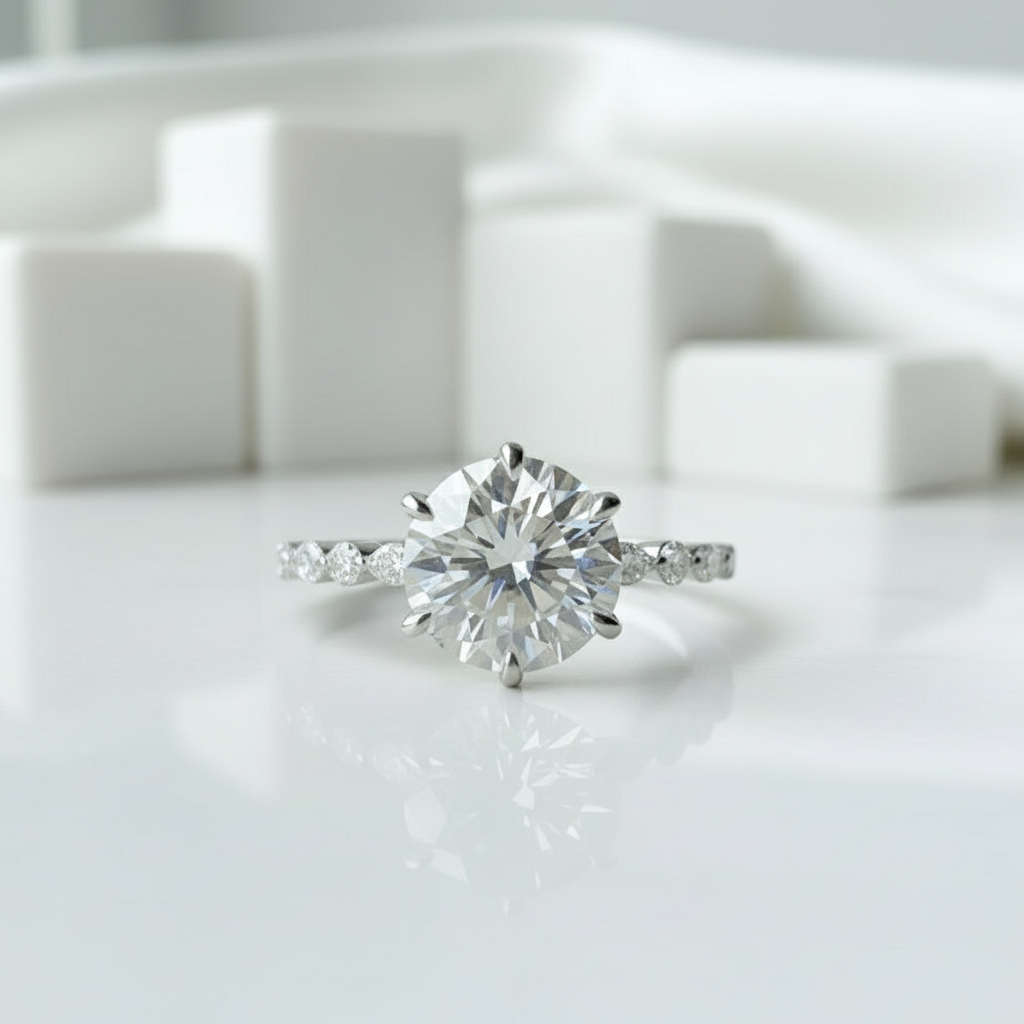 3.0 Ct Round Cut Diamond Engagement Ring-Evani Jewelry