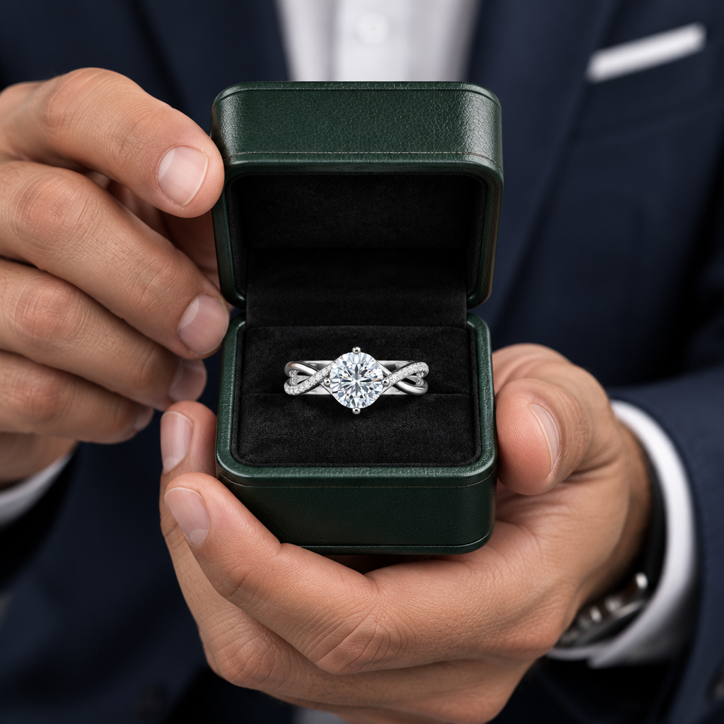 3.0 Ct Round Cut Diamond Option Twisted Bypass Pave Engagement Ring - Evani Naomi Jewelry