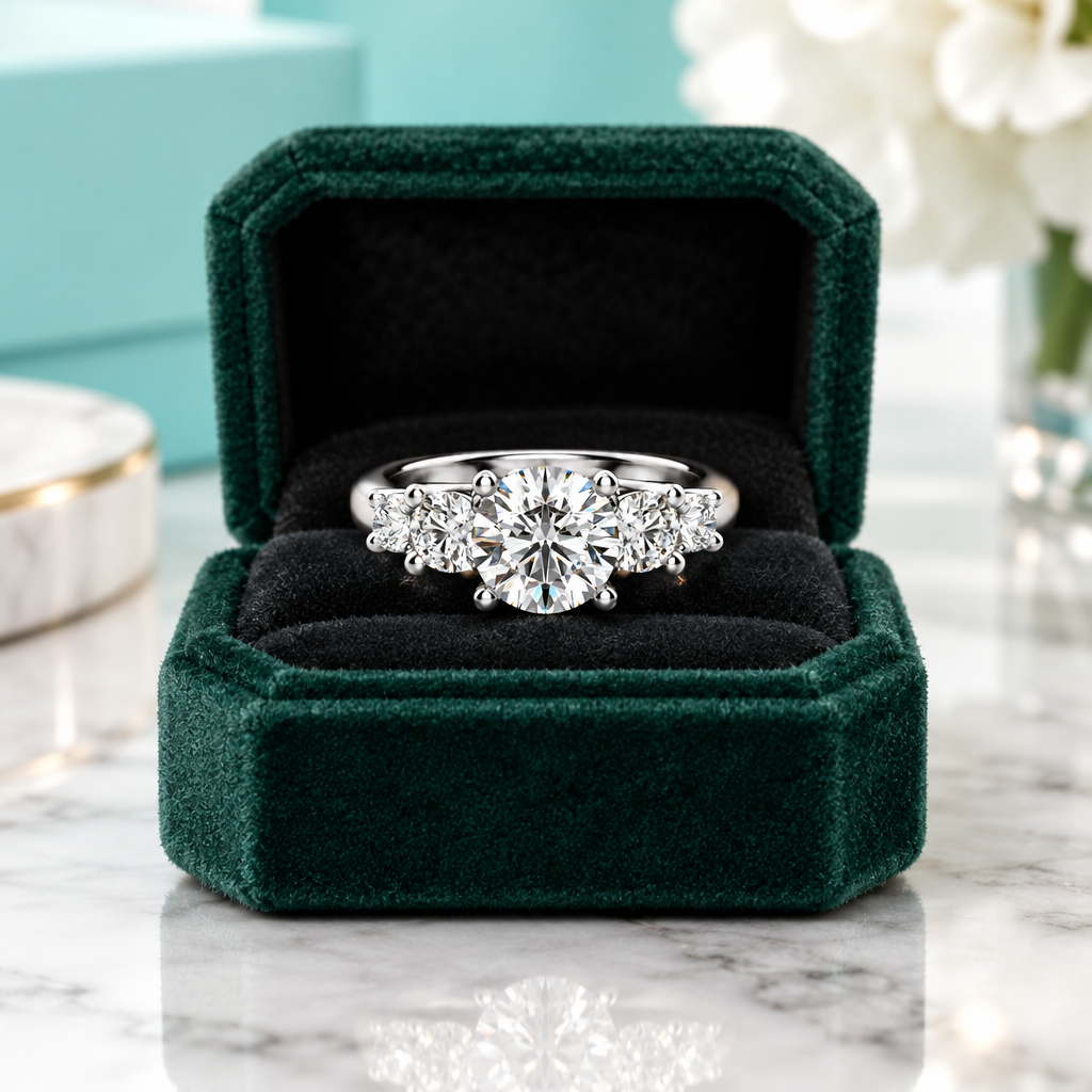 3.0 Ct Round Cut Five Diamond Option Engagement Ring - Evani Naomi Jewelry