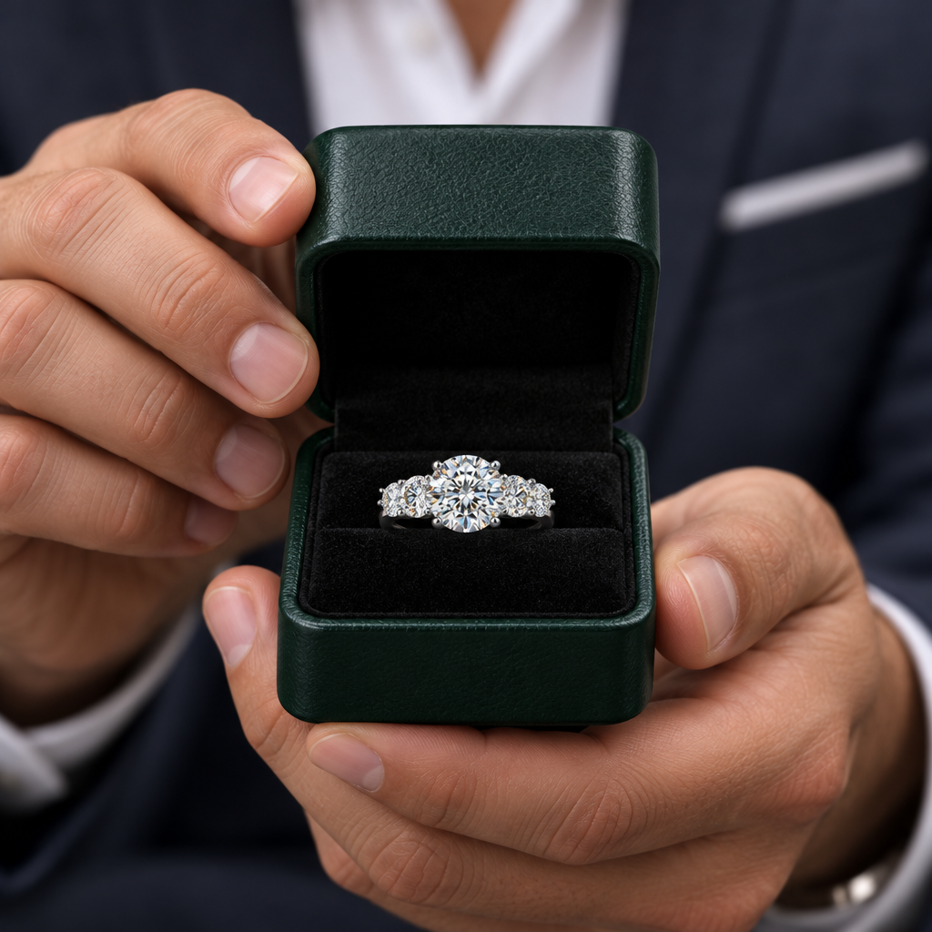 3.0 Ct Round Cut Five Diamond Option Engagement Ring - Evani Naomi Jewelry